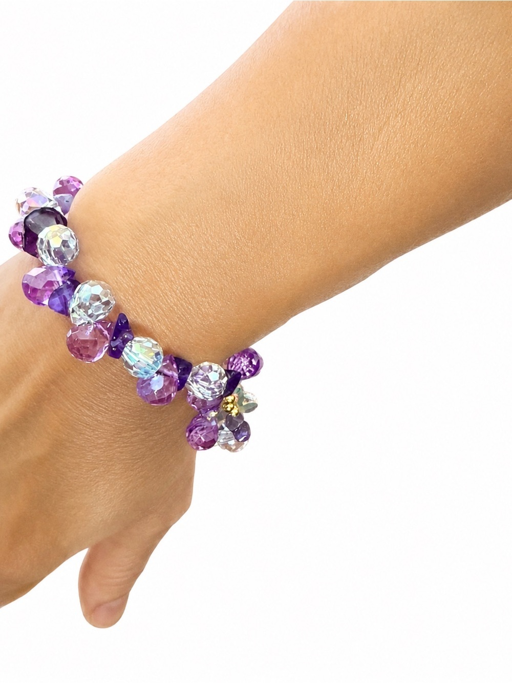 Crystal Glass AB Two Bracelet Stack - Picture 7 of 8